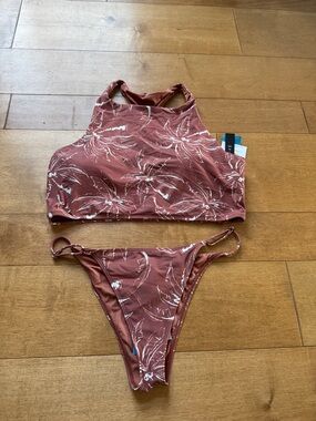 O'Neill Rust Floral High-Neck Bikini Set